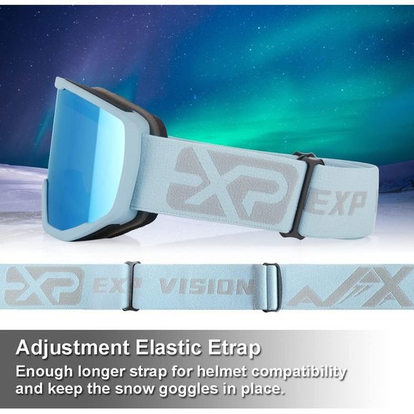 Women OTG Grey Frame Dream Blue Anti Fog UV Protection Snowboard Goggles - Picture 5 of 7